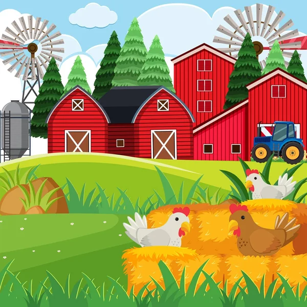 Tavuk çiftliğindeki ile arka plan sahne