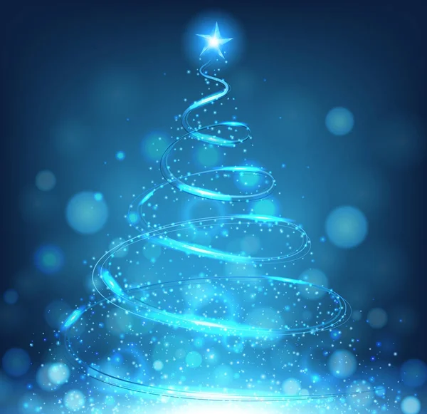 Blauer Weihnachtsbaum auf hellblauem Hintergrund — Stockvektor