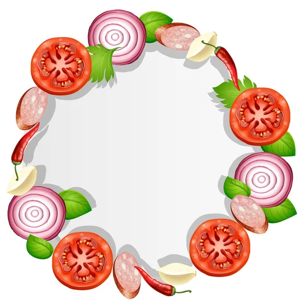Gabarit frontière avec légumes frais — Image vectorielle
