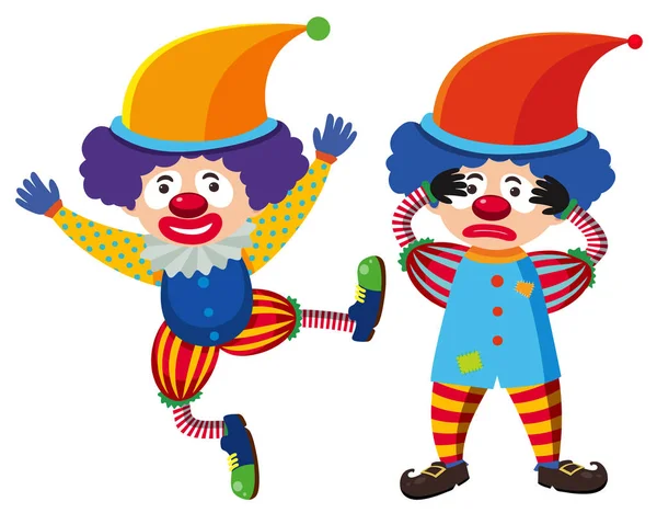 Due clown circensi in costume colorato — Vettoriale Stock