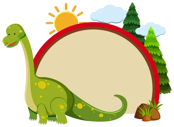 Border template with green dinosaur — Stock Vector