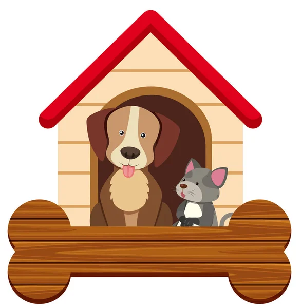 Banner template with cute dog and cat at pethouse — Stock Vector