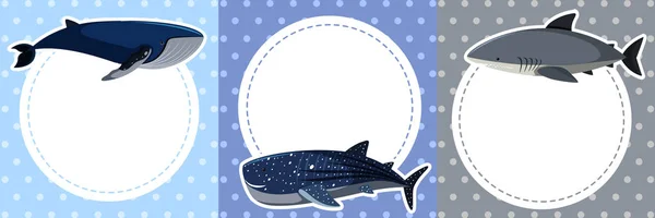 고래와 상어와 배경 디자인 — 스톡 벡터