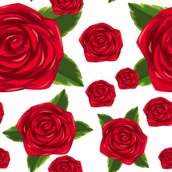 赤いバラとシームレスな背景テンプレート — ストックベクタ