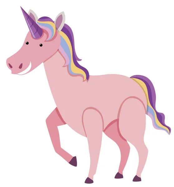 Unicornio rosa con melena de arco iris — Archivo Imágenes Vectoriales