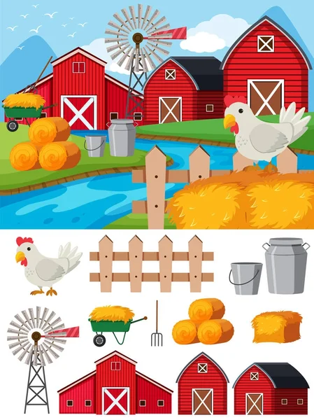 Çiftlik öğeleri ve olay yerinde gündüz