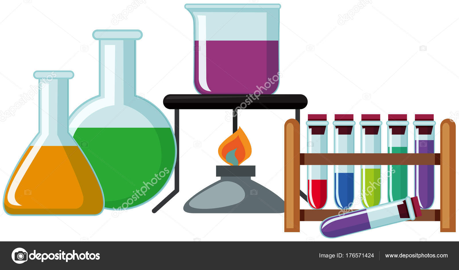 Science Beakers With Colorful Chemical Stock Vector C Brgfx 176571424