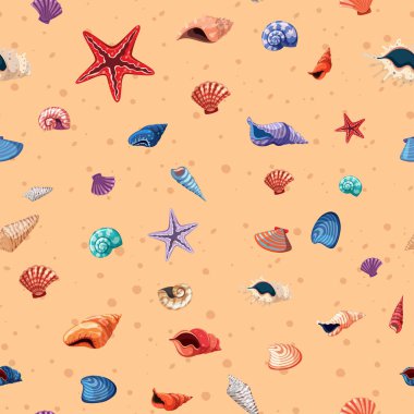 Deniz ve deniz yıldızı ile sorunsuz arka plan şablonu