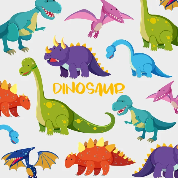 Diseño de fondo con muchos dinosaurios lindos — Archivo Imágenes Vectoriales