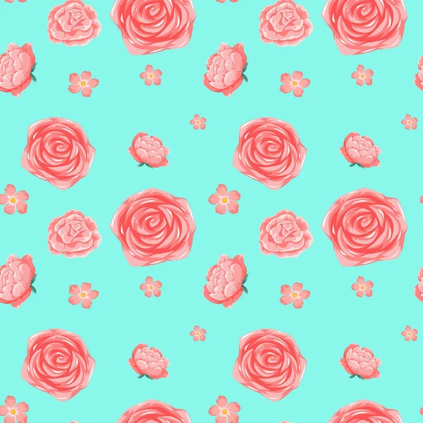 Бесшовный шаблон фона с розовыми розами — стоковый вектор