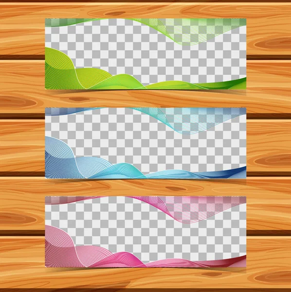 Drie banners met golvende lijnen — Stockvector
