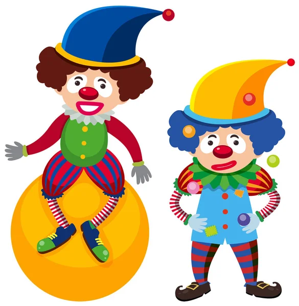 Un clown sulla palla e un giocoliere — Vettoriale Stock