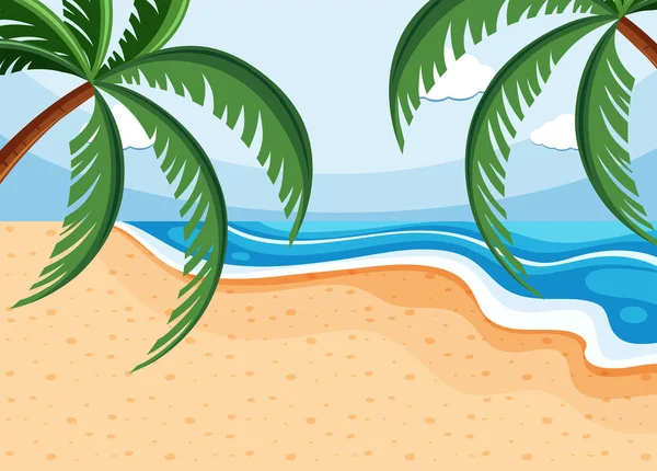 Escena de fondo con cocos en playa — Vector de stock