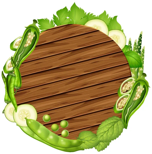 Ronde bord met groene groenten — Stockvector