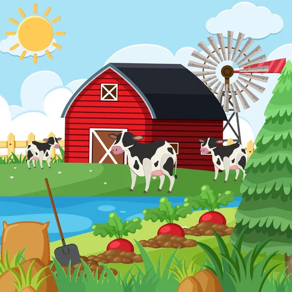 Gündüz, çiftlikte üç inek