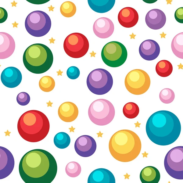 Seamless background template with balls and stars — Stock Vector