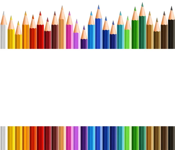 Modèle de bordure avec crayons colorés — Image vectorielle