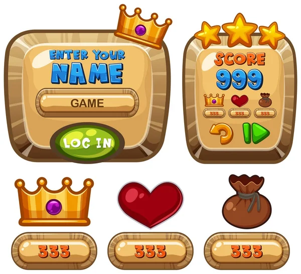 Παιχνίδι πρότυπο με διαφορετικά κουμπιά — Διανυσματικό Αρχείο