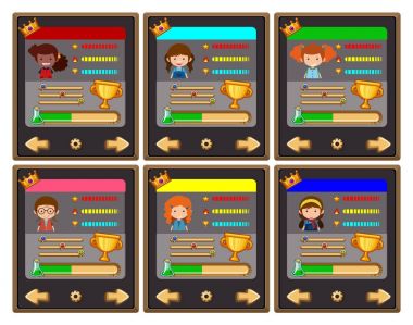 Kart oyun şablonu ile karakter ve düğme