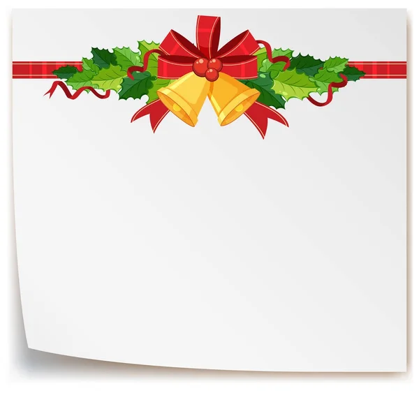 Blank paper with christmas bells — Stock Vector