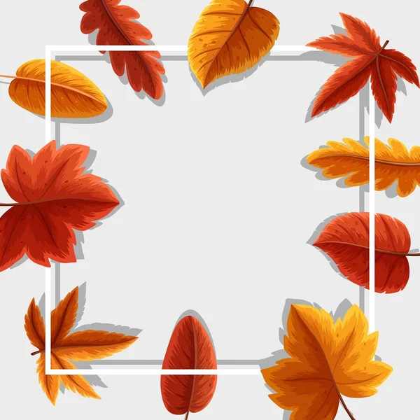 Rahmenvorlage mit orangefarbenen Blättern — Stockvektor