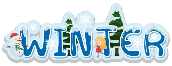 Font design för ordet vinter — Stock vektor