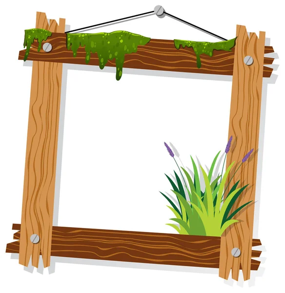 Telaio in legno con muschio ed erba — Vettoriale Stock