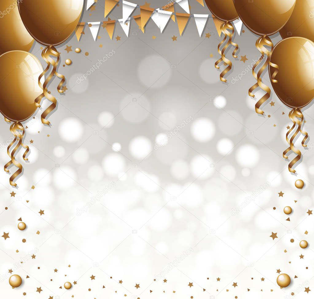 Background template with golden balloons