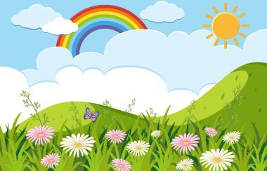 Çiçek Bahçe ile arka plan sahne