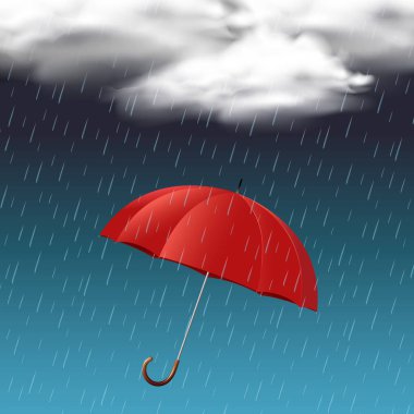 Yağmurlu gün kırmızı şemsiye