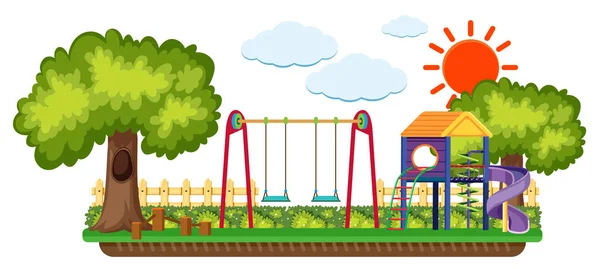 Escena de fondo con parque infantil en el sol — Vector de stock