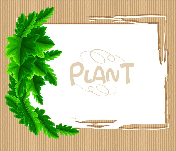 Gabarit bordure avec feuilles vertes sur papier carton — Image vectorielle