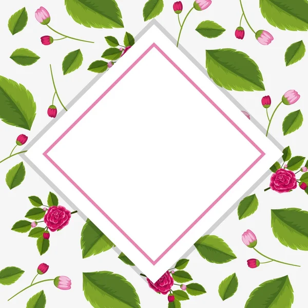 Plantilla de marco con rosas rosadas — Archivo Imágenes Vectoriales
