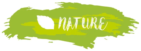 Police design pour mot nature sur aquarelle verte — Image vectorielle