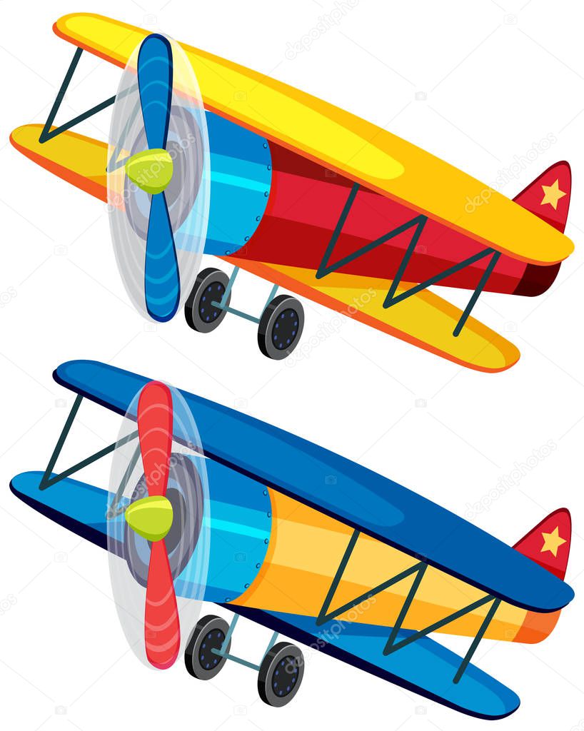 Dos aviones de colores sobre fondo blanco Vector de stock por ©brgfx  180311410, image size:818x1024