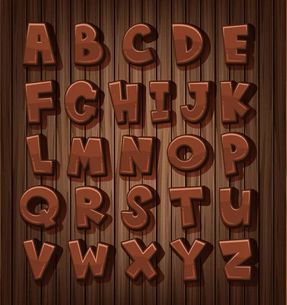 Conception de polices pour alphabets anglais avec couleur marron — Image vectorielle