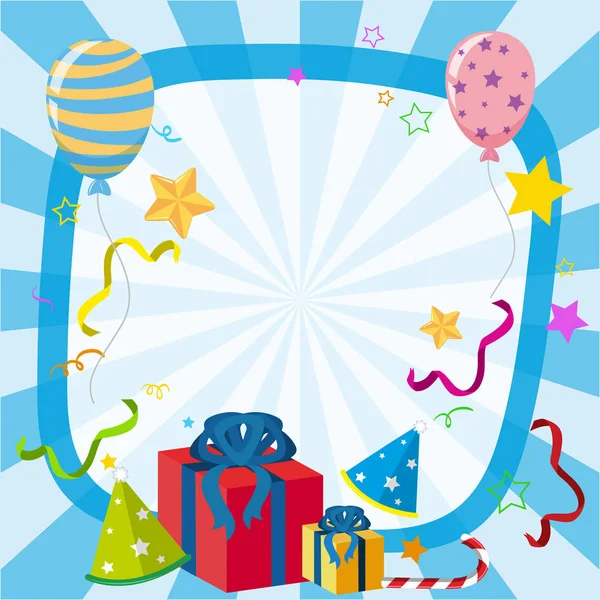 Rand sjabloon met ballonnen en geschenken — Stockvector
