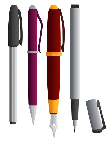 Différents types de stylos — Image vectorielle