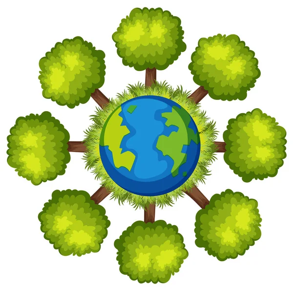 Árboles alrededor de la tierra — Archivo Imágenes Vectoriales