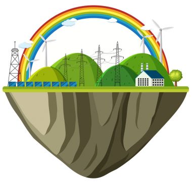 Ortam Tema arka plan ile ev ve elektrik direkleri