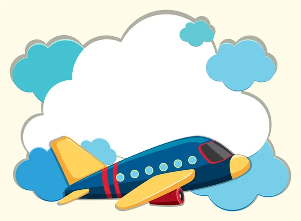 Fronteira da nuvem com avião azul —  Vetores de Stock