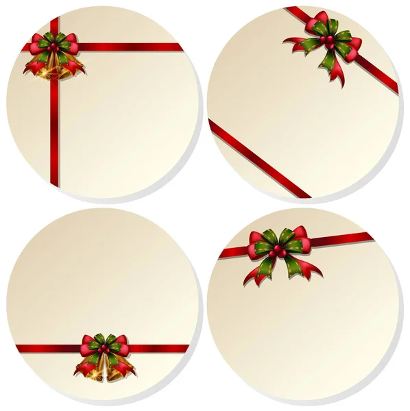 Four round cards with christmas bells