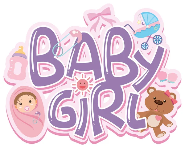 Schriftdesign für Wörter baby girl — Stockvektor