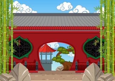 Çin bambu Bahçe bina