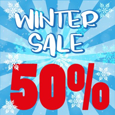 Kar taneleri arka plan ile kış satış afiş tasarımı