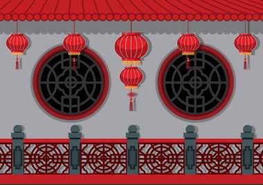 Çince tema arka plan duvar fener ile