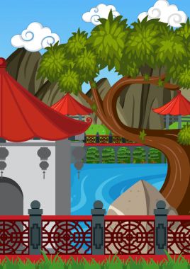 Gündüz Garden'da Çin binalarda