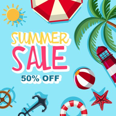 Yaz Satılık %50 indirimli poster tasarımı