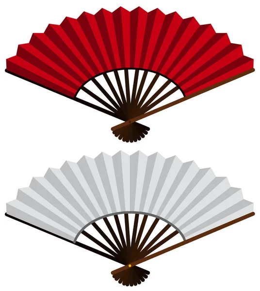 Two hand fans in red and white — Stock Vector