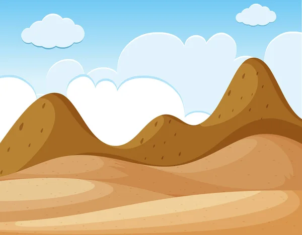 Escena de fondo con desierto y montañas — Vector de stock